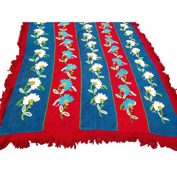 Vintage Floral Bedspread Throw Table Cover 63 x 90 READ - Picture 1 of 8